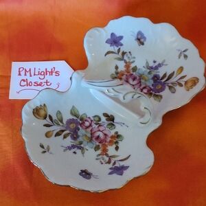 Elegant White Porcelain Dish with Handle Floral Sevres Vintage